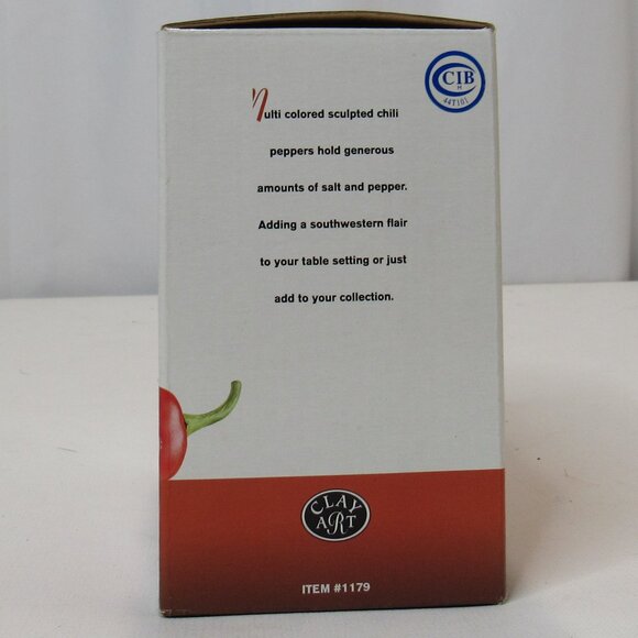 Cayenne Chile Salt And Pepper Set - 2003 Clay Art - Ceramic Red Orange Yellow - Picture 6 of 7